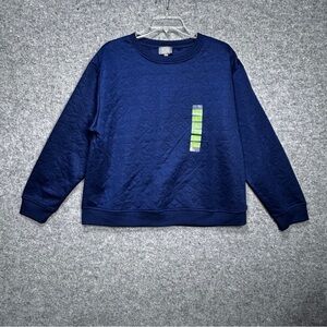 Berkley Jensen Women’s L Navy Blue Sweatshirt Snowflake Details Casual Comfort